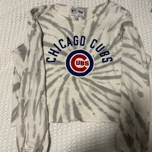 Chicago Cubs Tie-Dye Crewneck Sweatshirt — White & Gray